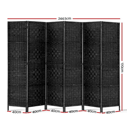 6 Panel Room Divider Screen 245X170Cm Woven Black
