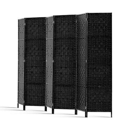 6 Panel Room Divider Screen 245X170Cm Woven Black