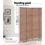 6 Panel Room Divider Screen Privacy Rattan Timber Foldable Dividers Stand Hand Woven