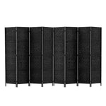 Room Divider 8 Panel Dividers Privacy Screen Rattan Wooden Stand Black