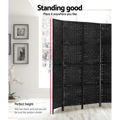 8 Panel Room Divider Screen 326X170Cm Woven Black