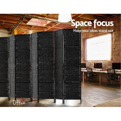 8 Panel Room Divider Screen 326X170Cm Woven Black