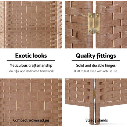 8 Panel Room Divider Screen 326X170Cm Woven Natural