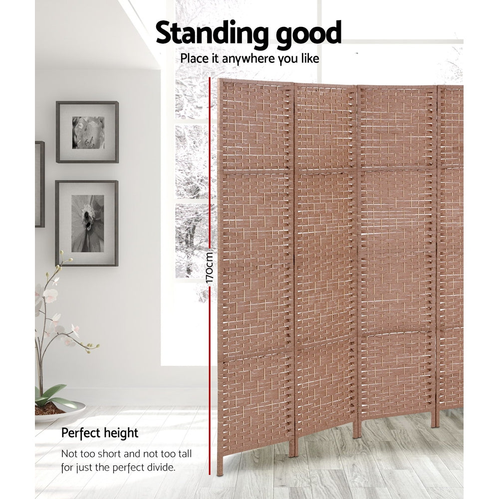 8 Panel Room Divider Screen 326X170Cm Woven Natural