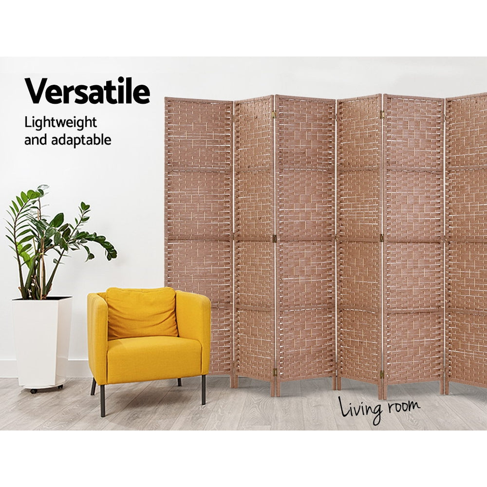 8 Panel Room Divider Screen 326X170Cm Woven Natural