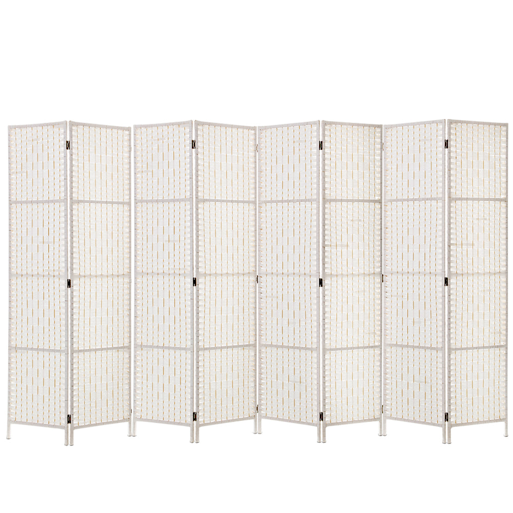 8 Panel Room Divider Screen 326X170Cm Woven White