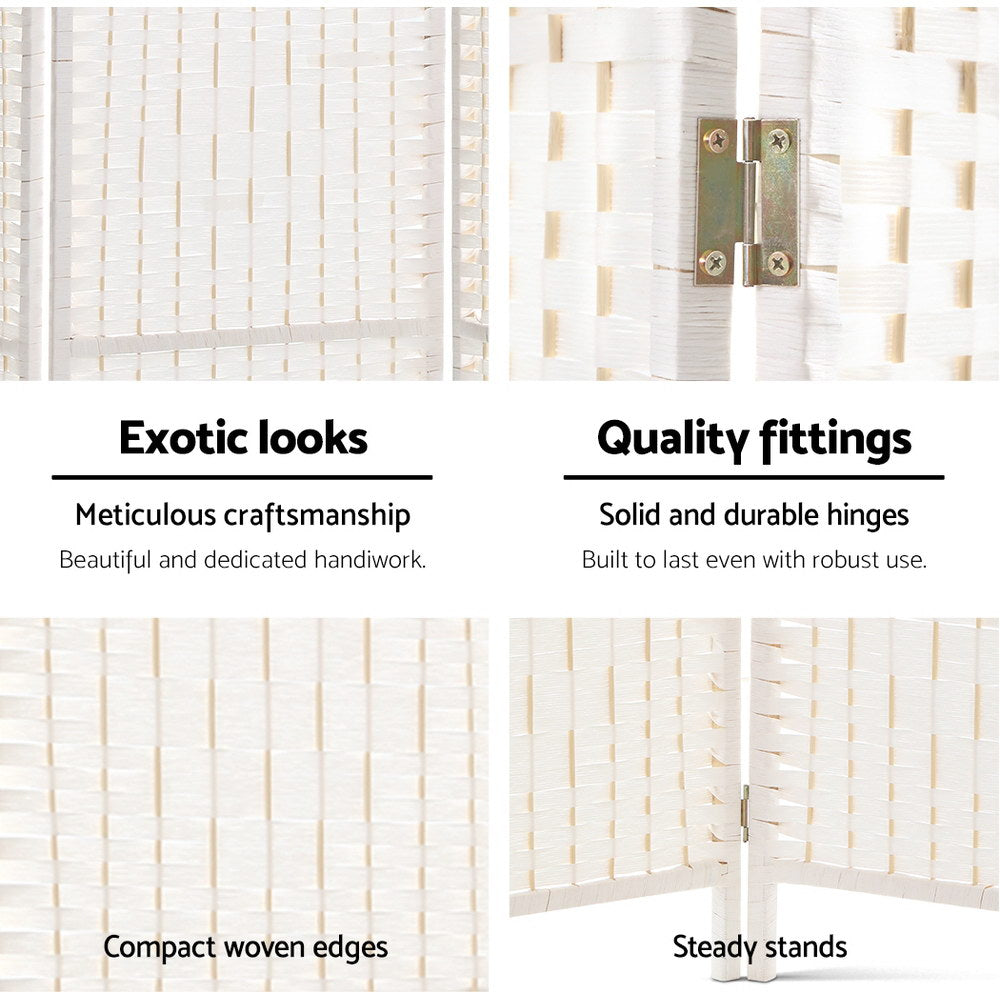8 Panel Room Divider Screen 326X170Cm Woven White