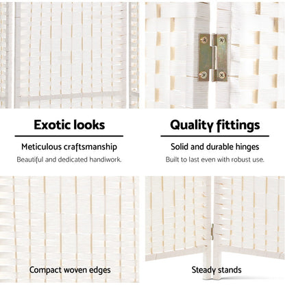 8 Panel Room Divider Screen 326X170Cm Woven White