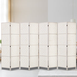 8 Panel Room Divider Screen 326X170Cm Woven White