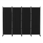 4 Panel Room Divider Screen Wheel Fabric Black