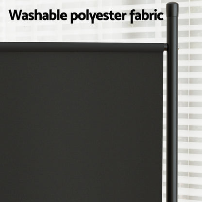3 Panel Room Divider Screen 260x180cm Fabric Black