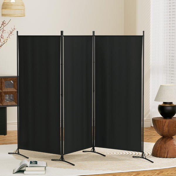  Panel Room Divider Screen Fabric Black/White