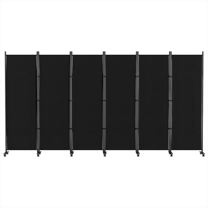 4 Panel Room Divider Screen Wheel Fabric Black