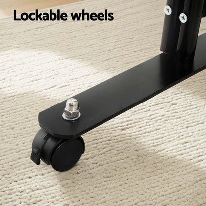 4 Panel Room Divider Screen Wheel Fabric Black