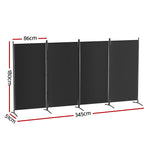 4 Panel Room Divider Screen 345X180Cm Fabric Black