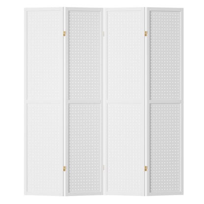 4 Panel Room Divider Screen 164x170cm Pegboard White