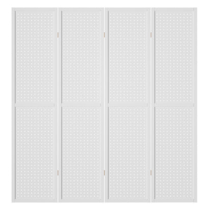 4 Panel Room Divider Screen 164x170cm Pegboard White