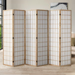 6 Panel Room Divider Timber Farbic Natural