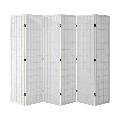 6 Panel Room Divider Timber Farbic Natural