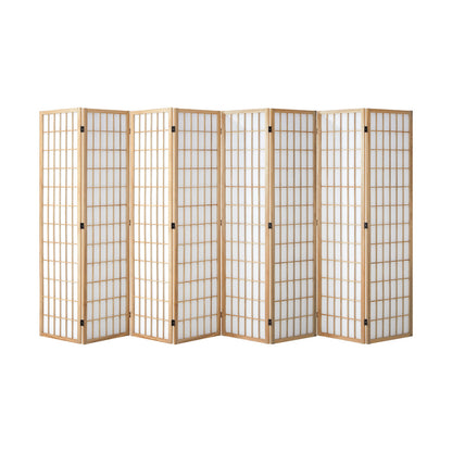 6 Panel Room Divider Timber Farbic Natural
