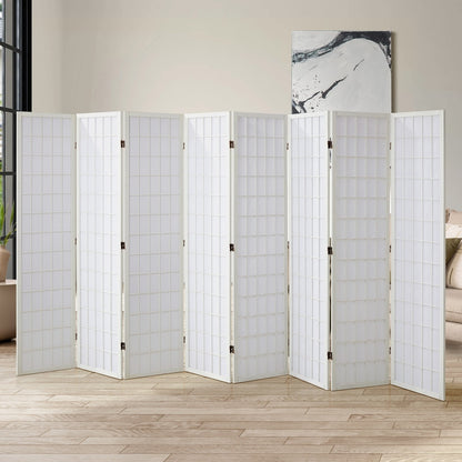 6 Panel Room Divider Timber Farbic Natural
