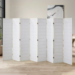6 Panel Room Divider Timber Farbic Natural