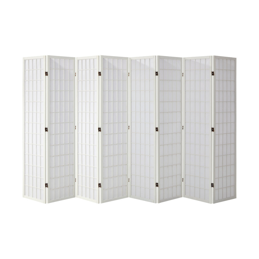 6 Panel Room Divider Timber Farbic Natural