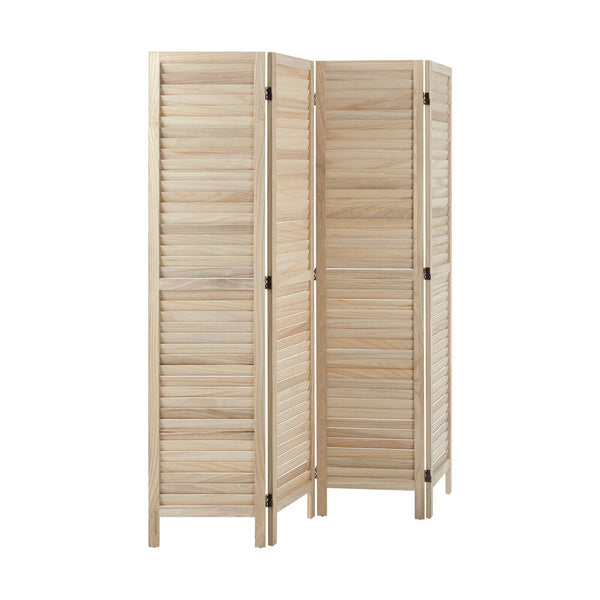  4 Panel Room Divider Timber Wooden Natural