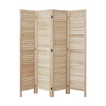 4 Panel Room Divider Timber Wooden Natural