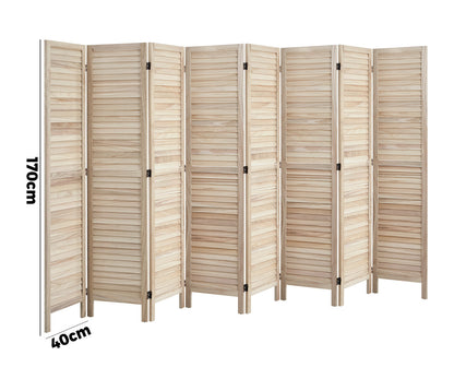 4 Panel Room Divider Timber Wooden Natural