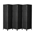 6 Panel Room Divider Privacy Screen Black