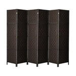 6 Panel Room Divider Privacy Screen Brown