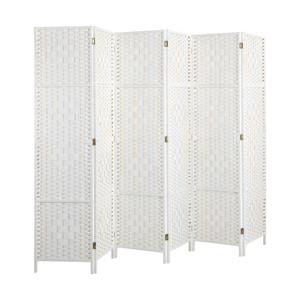  6 Panel Room Divider Privacy Screen White