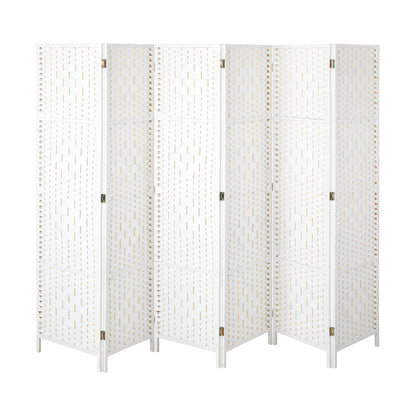 6 Panel Room Divider Privacy Screen White