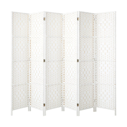 6 Panel Room Divider Privacy Screen White