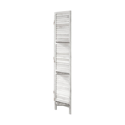 4 Panel Room Divider With Shelves Timber Wooden Natural