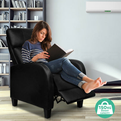 Pu Leather Reclining Armchair - Black