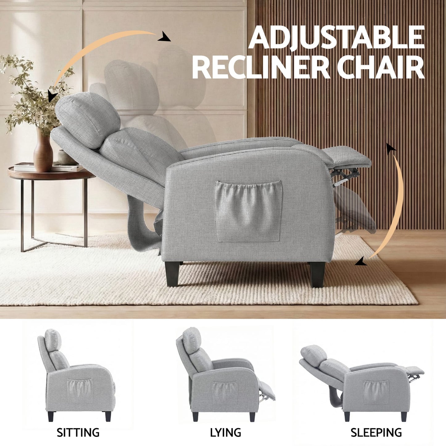 Grey Massage Recliner Chair Small king