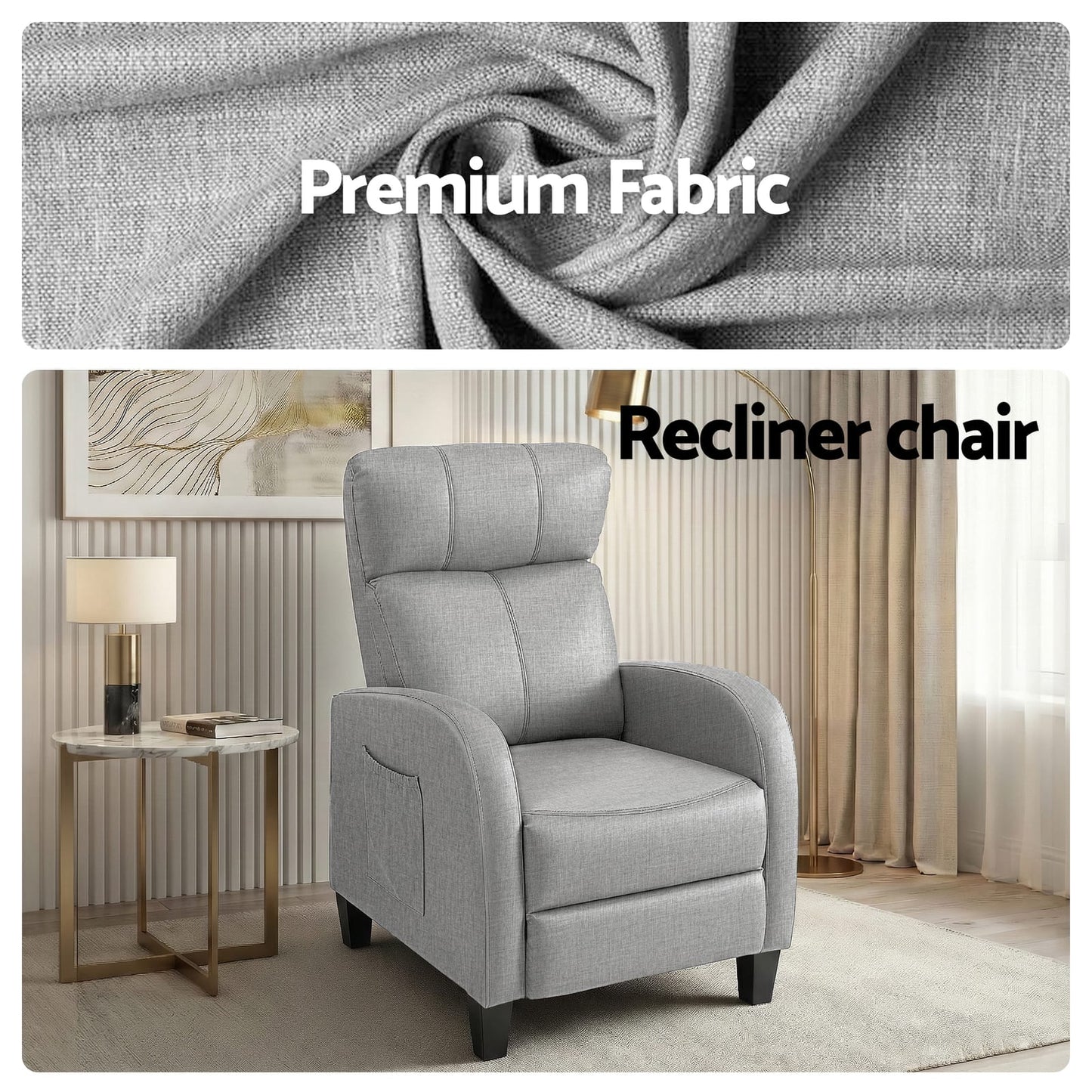Grey Massage Recliner Chair Small king