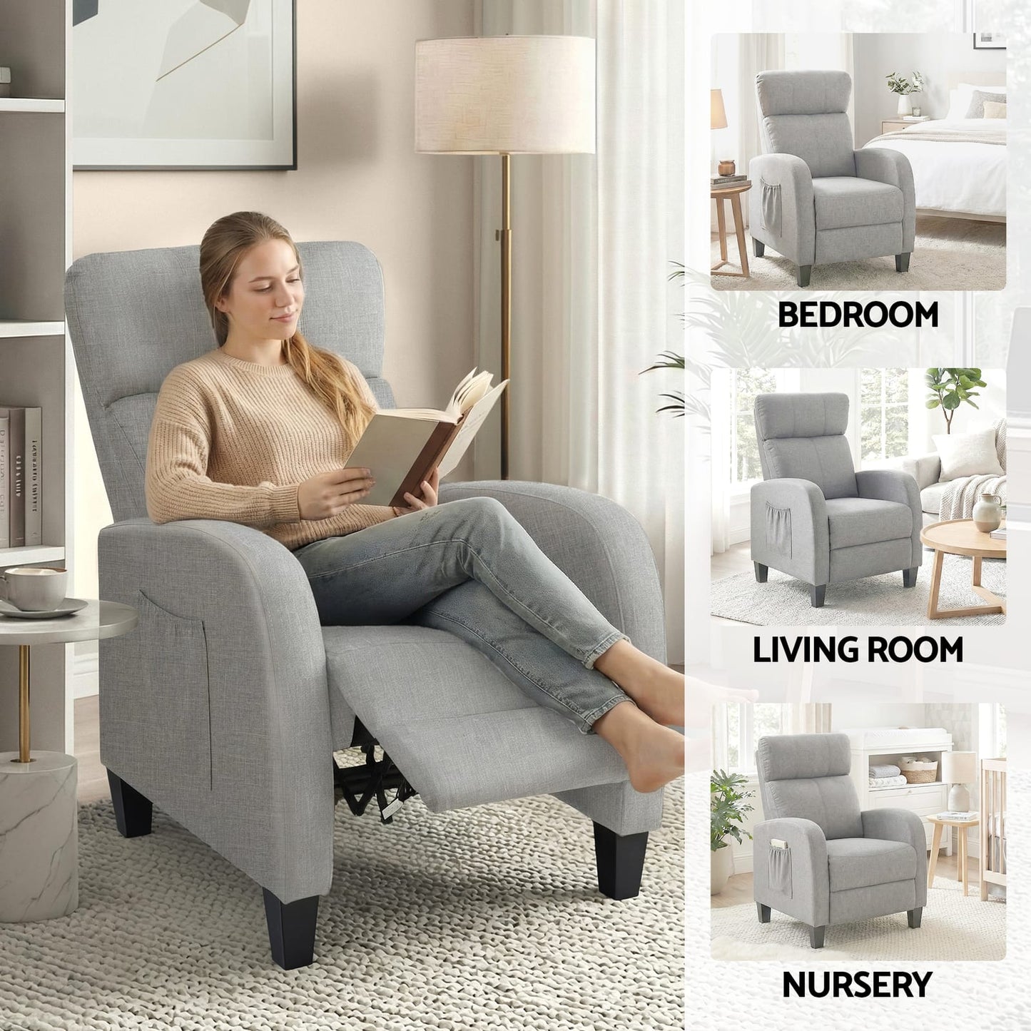 Grey Massage Recliner Chair Small king
