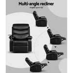 Recliner Chair Leather Black Tray Table Erika