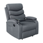 Recliner Chair Lounge Sofa Armchair Chairs Couch Fabric Grey Tray Table