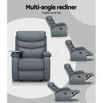 Recliner Chair Lounge Sofa Armchair Chairs Couch Fabric Grey Tray Table