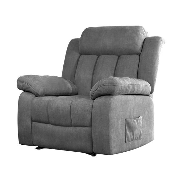 Recliner Chair Electric Massage Chair Velvet Lounge Sofa Heated Grey