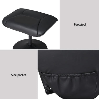 2X Recliner Chair Ottoman Heated Massage Black