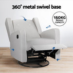 Recliner Armchair 360° Swivel Grey Fabric
