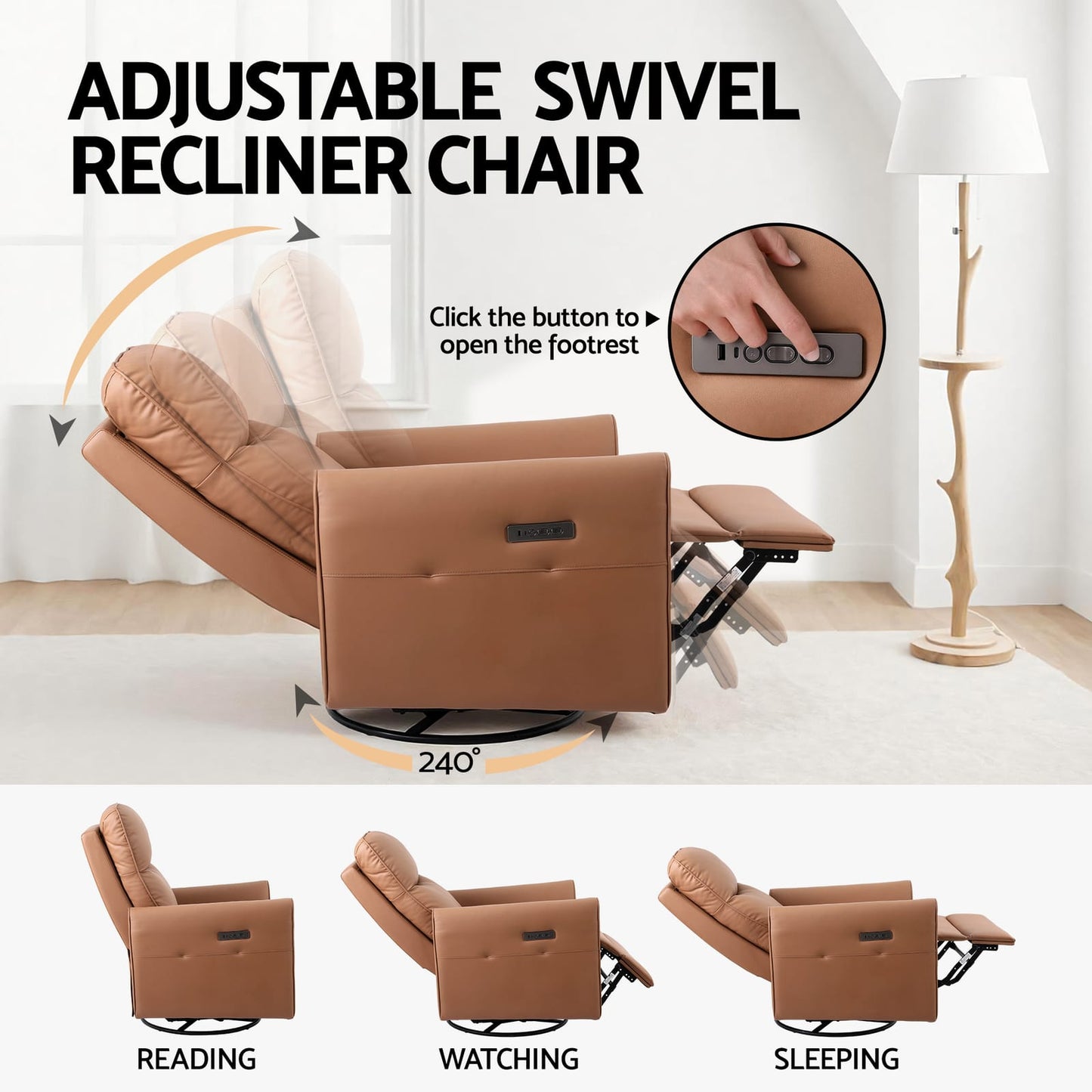 Recliner Chair Brown Leather king