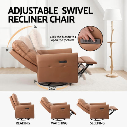 Recliner Chair Brown Leather king