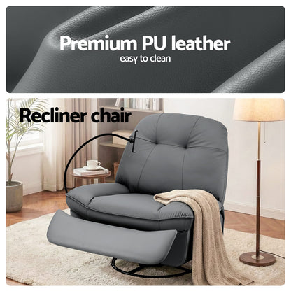 Swivel Recliner Chair Grey 100x90x96cm