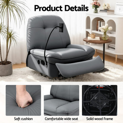 Swivel Recliner Chair Grey 100x90x96cm